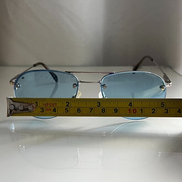 Vintage Stussy Aviator Sunglasses 1998 Women's/Unisex Silver Blue Lens - Picture 12 of 16